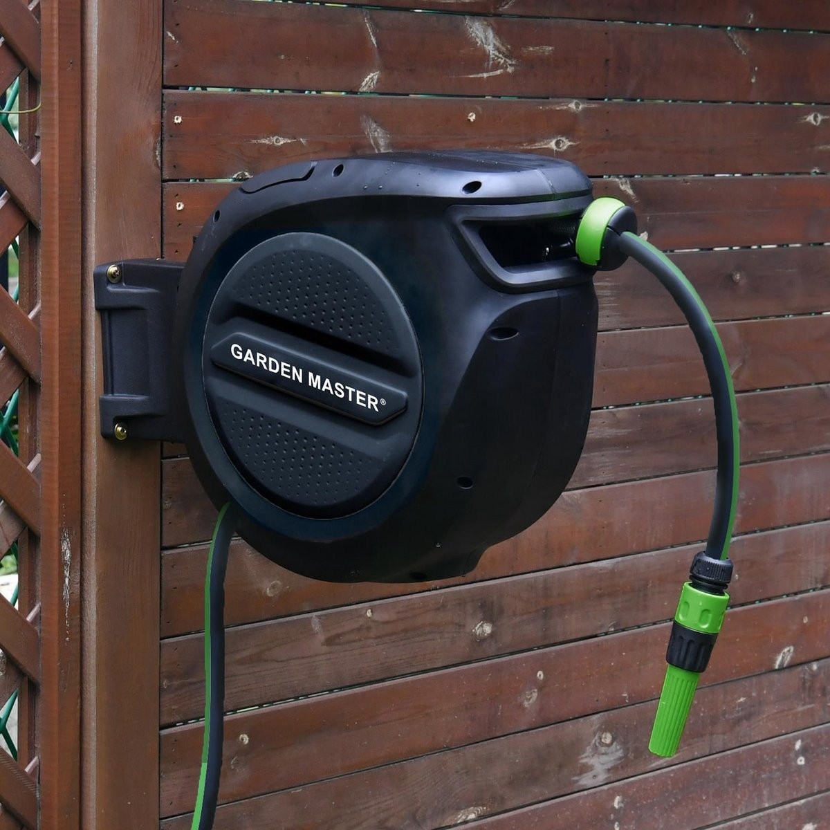 Garden Master Automatische Slanghaspel voor Muurbevestiging - 30m - Zwart & Groen