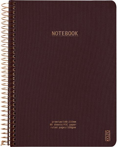 Kozo Notesbog, A5, Linjeret, Coffee