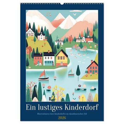 Ein lustiges Kinderdorf (Wandkalender 2026 DIN A2 hoch), CALVENDO Monatskalender
