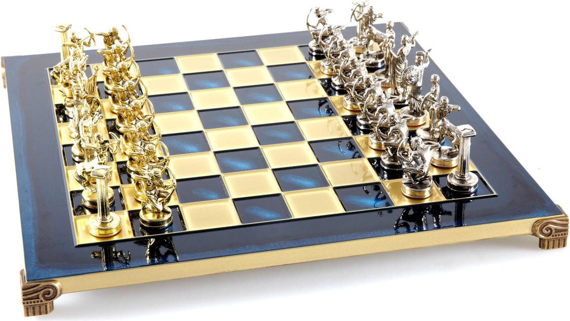 Manopoulos Labours of Hercules Chess Set 36cm Gold & Silver Brass