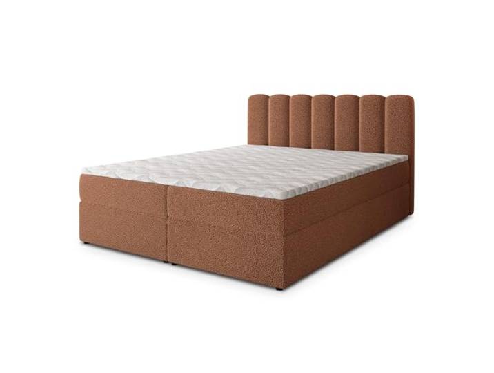 Masseno Boxspringbett SOLIA Q 200x200 cm Komplett-Set mit Matratze und Topper, Polsterbett mit Zwei Bettkästen -Kupferfarben, Quelle 54