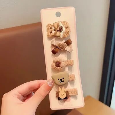 Retailers Go Baby Girl Hair Clips, Korean Cute Fashion, Cartoon Bear Bowknot Pin, Milk Coffee Color Toddler Kids Headwear no.3
