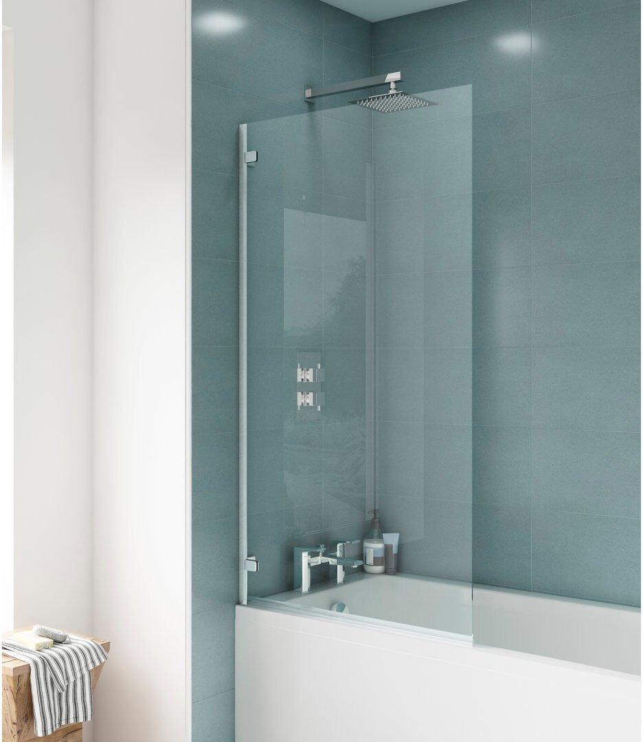Nuie Ella Screens 780mm W x 1435mm H Hinged Semi-Frameless Tub Door with Clear Glass Chrome 1,435mm H