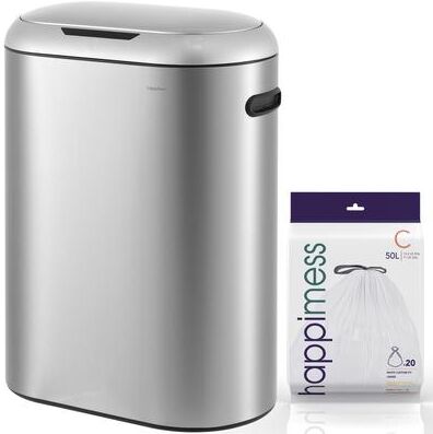 happimess Robo Kitchen 13.2-Gallon Slim Oval Motion Sensor Touchless Trash Can with Touch Mode