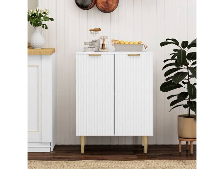 Buffet - 60 x 40 x 80 cm - 2 portes - Étagère interne réglable - Pieds métalliques surélevés