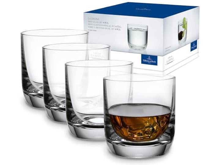 Villeroy & Boch - La Divina Schnapsglas Set 4-teilig 40 ml Klar, Spülmaschinenfest, Schnapsglas Set, Shotgläser, Schnapsgläser 4cl, Kristallgläser, Kristallglas