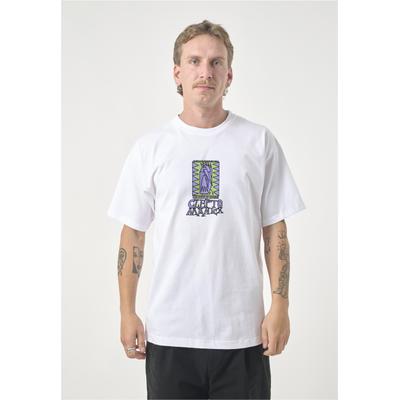 T-Shirt CLEPTOMANICX "Hello", Herren, Gr. S, weiß, 100% Baumwolle, bedruckt, normal, Rundhals, Shirts T-Shirt, mit lässigem Frontprint