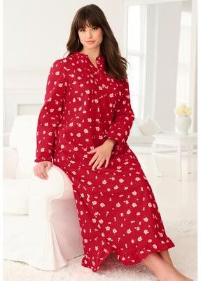 Plus Size Women's Long Flannel Nightgown by Only Necessities in Classic Red Roses (Size S)