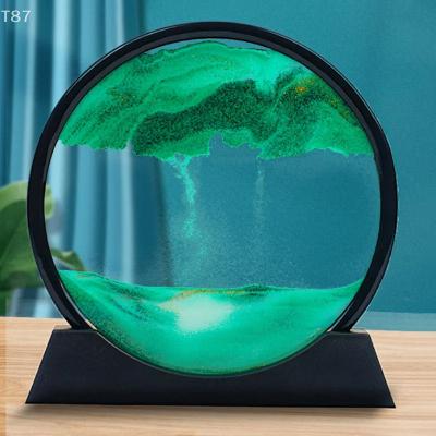 Inspire Select 3D Moving Sand Art Frame Round Quicksand Glass Hourglass Deep Sea Sandscape Decor black