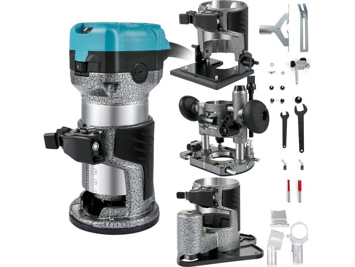 VEVOR Défonceuse Fraiseuse de chant Trimmer Fraiseuse 710W avec kit d'accessoires pour Makita