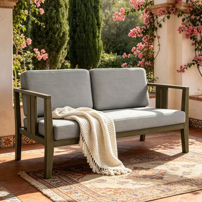 DREAMSIDEA Teak Wood Weatherproof Outdoor Loveseat