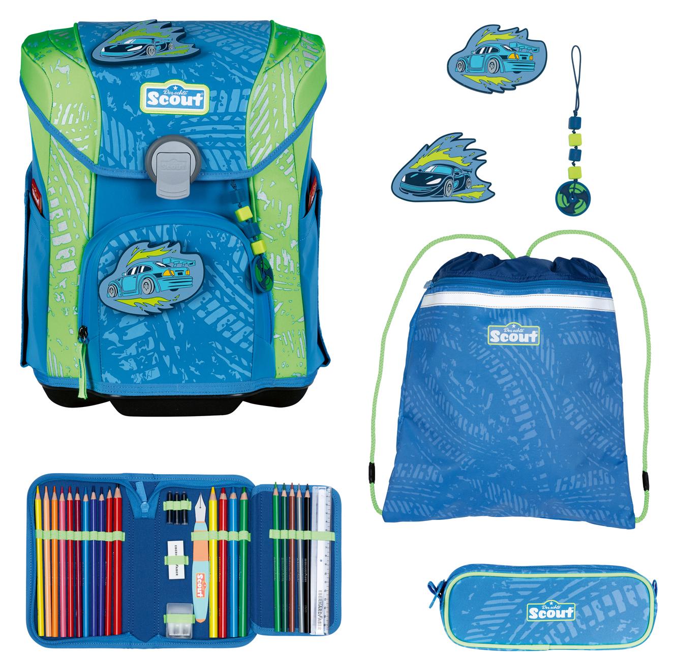 Scout Schulranzen Superflash Extreme Micro Set 4-teilig Power Drift blau