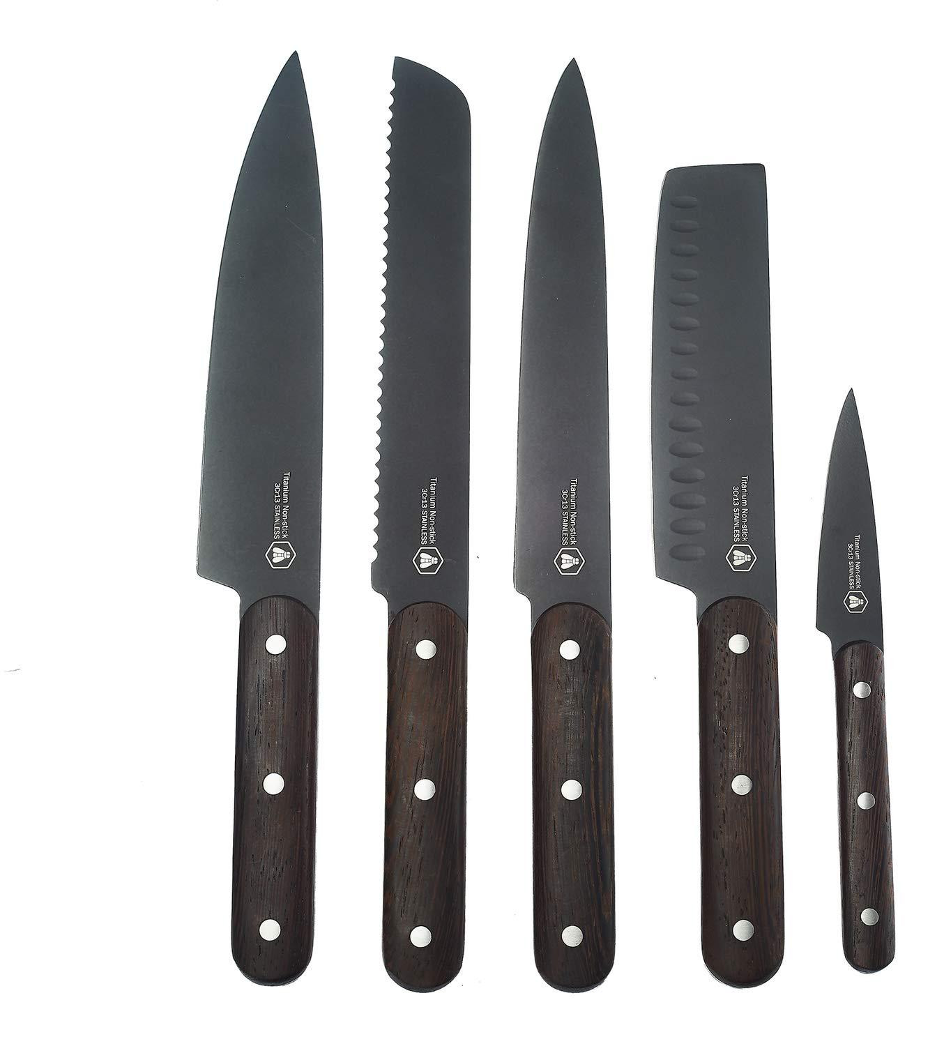 Dripio Broodmes met zwart mesblad en beukenhouten handgreep, 34 cm