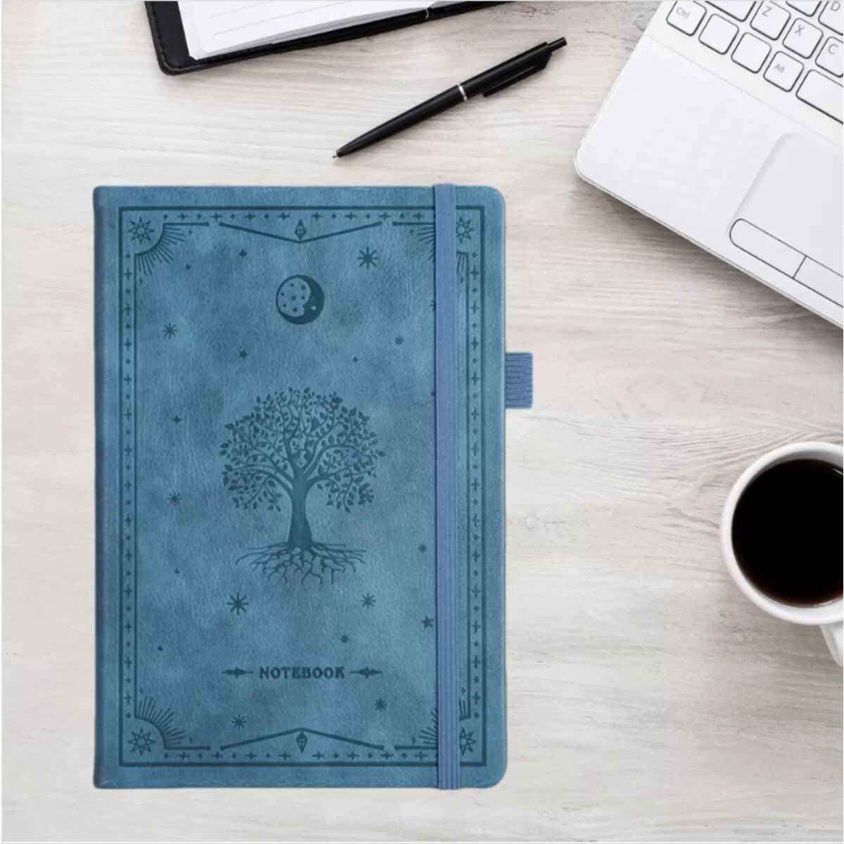 INF Europäisches Retro Kreativ Notizbuch - Vintage Journal mit Schnurbindung für Schreiben und Büro Blau