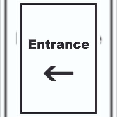 HB-Druck Entrance Schild mit Text und Richtungspfeil links Eingang hochkant A1 (594x841mm)