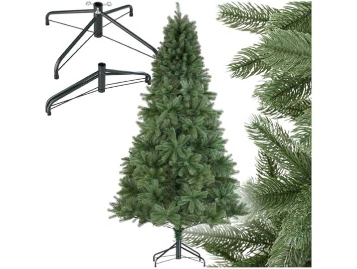 tectake® Künstlicher Weihnachtsbaum mit Spritzgussnadeln, naturgetreue Optik, platzsparend verstaubarer Tannenbaum künstlich, Weihnachtsbaum künstlich als Weihnachtsdeko, grün - 210 cm, 1106 Nadeln