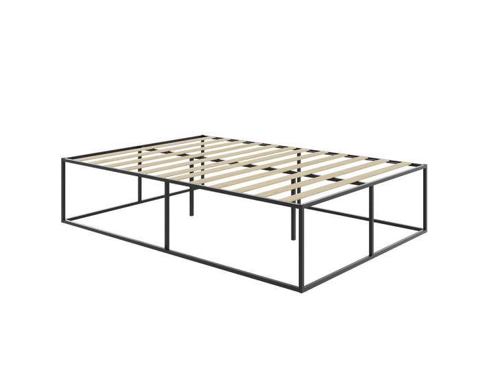 tectake Bett Kyoto, Belastbarkeit 250 kg, bodenschonende Kunststoffkappen, schwarz, Schwarz, Metall, Schlafzimmer, Betten, Metallbetten