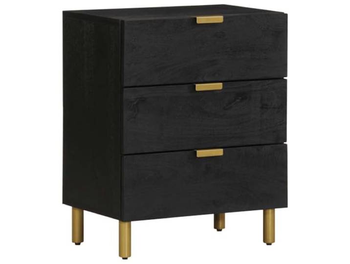 YUTAASU Nachttisch Schwarz 50x33x62 cm Holzwerkstoff 3 Schubladen, Stabile Tischplatte, Feuchtigkeitsbeständig, Mit Wandhalterung