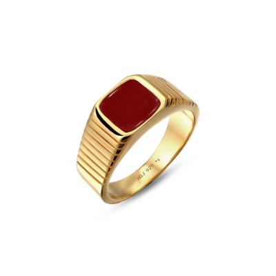 Kuzzoi "Ring Siegelring Emaille Rot 925 Sterling Silber"