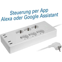 Maxtrack, Steckdosenleiste, Smarte 6-fach Schutzkontakt-Steckdosen-Leiste mit 4 USB-Ladebuchsen (max. 5V /4A) (6x, CEE 7/3, USB-A, 1.80 m)