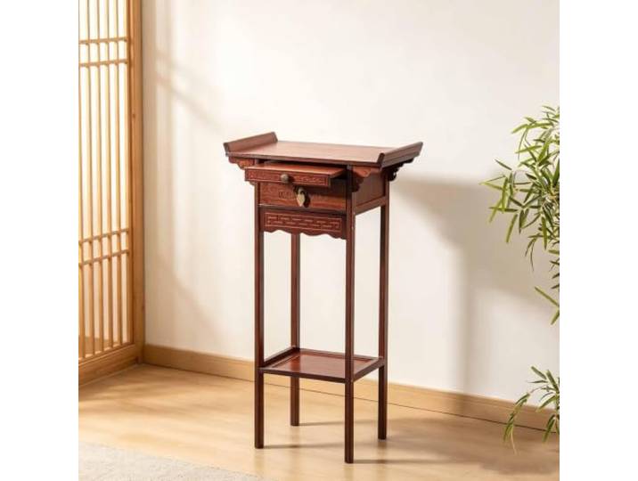 Altartisch，Buddha-Altarschrank, Meditationsaltartisch Aus Bambus,Puja-Tisch Freistehender Altartisch, Mit Schublade Und Regal, Für Gebete, Wahrsagung, Anbetung， Für Wohnzimmer, Kleine Räume