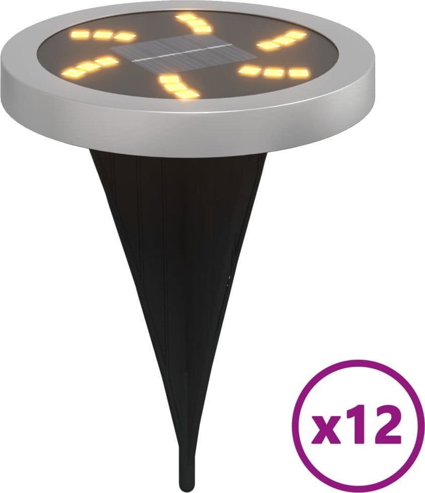 Syfax Set van 12 Solar LED Grondlampen met Grondpennen Warmwit