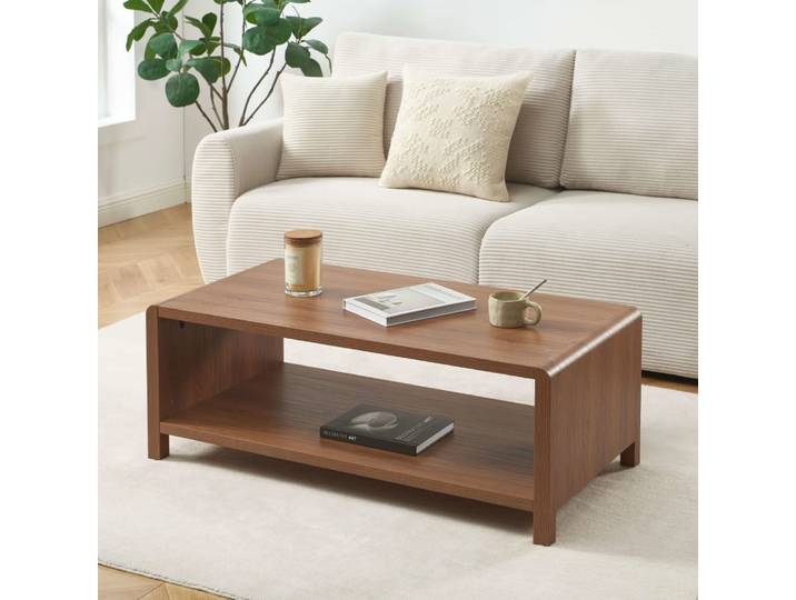 Table basse effet noyer
