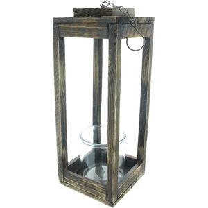 Frank-Flechtwaren Laterne Shabby-Chic, braun, indoor, aus Holz, 43cm