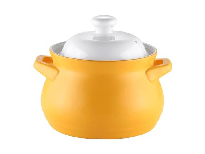 Tontopf, Doppelgriff-Deckel, reine Keramik-Terrine(White and yellow,5L)