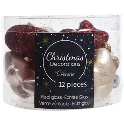 Christmas Decorations 12 Christbaumschmuck Figuren Mix 4cm Glas Zapfen Herzen Sterne Blumen Anhänger
