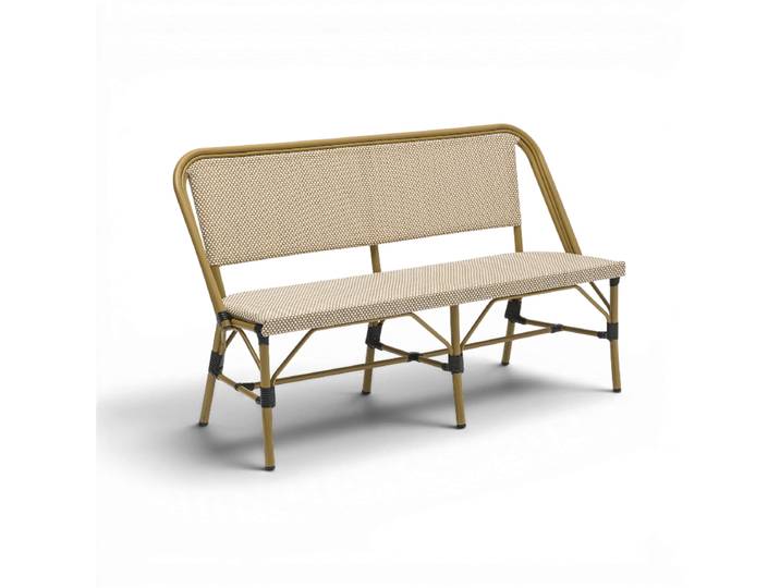 Banquette de terrasse LAZARE - Textilène beige et blanc