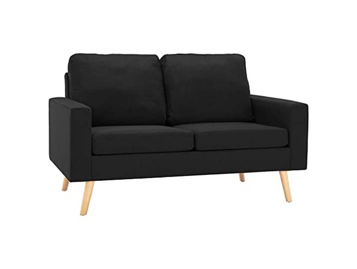 vidaXL Sofa 2-Sitzer Zweisitzer Loungesofa Stoffsofa Polstersofa Sitzmöbel Polstermöbel Designsofa Wohnzimmersofa Schwarz Stoff Holzrahmen