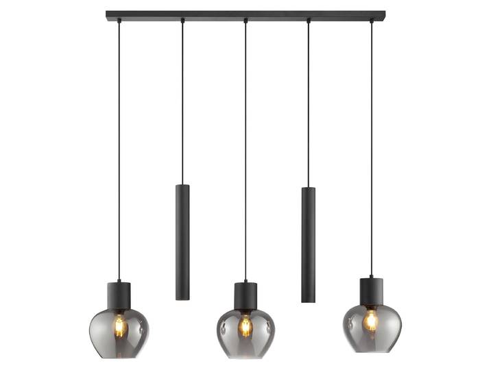 Suspension Ligari\, 123 cm\, noire/verre fumé\, douille E27\, 20W\, indice de protection IP20\, pour intérieur