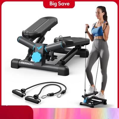 PRiME Mini Exercise Stepper With Resistance Bands,330lb Capacity Twist Stepper For Home Cardio,Full Body Workout & Fat Burning pink