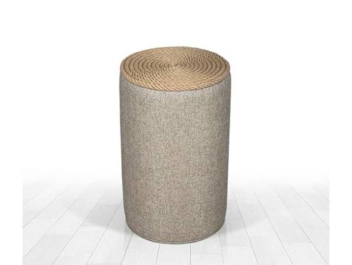 Atelier Del Sofa Bohème-Pouf, Beige, 52 cm hoch x 31 cm tief 50% Baumwolle & 50% Leinen, PVC-beschichtete, verdeckte Beine, stilvoll und funktional für skandinavisches Design