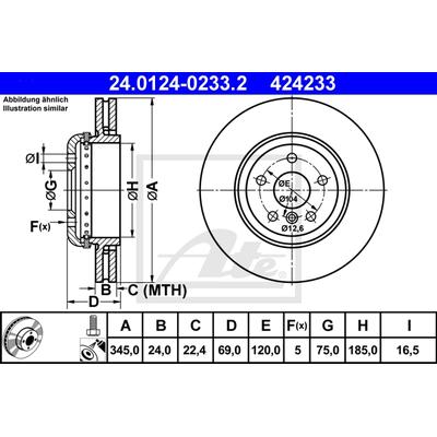 ATE Bremsensatz, Scheibenbremse Bremsensatz-Hinterachse IJF141HDQ6 Hinterachse belüftet 345mm 24mm für BMW