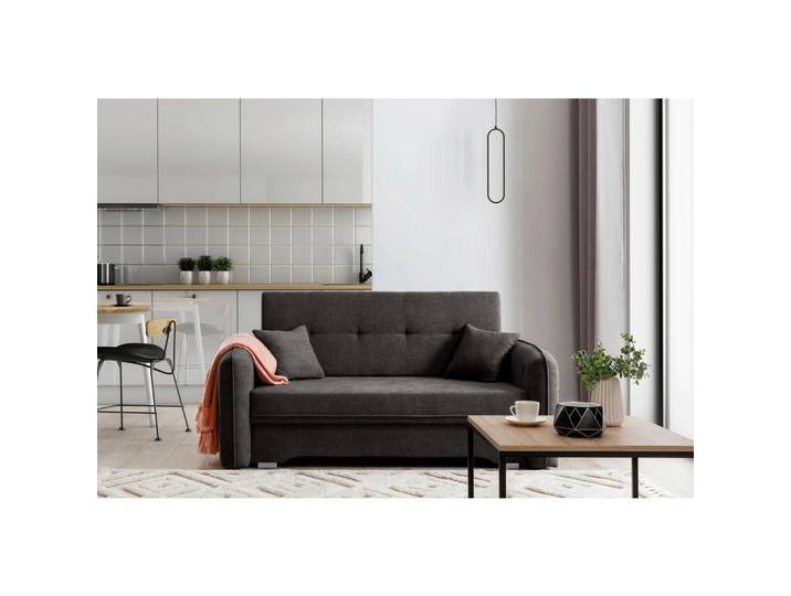 P & B Schlafsofa, Dunkelgrau, Kunststoff, 3-Sitzer, 155x105x75 cm, Wohnzimmer, Sofas & Couches, Schlafsofas, Schlafsofas mit Bettkasten
