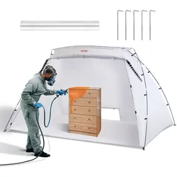 VEVOR Tragbarer Sprühschutz 305 x 213 x 183 cm mit eingebautem Boden & Einwegfolie & Belüftungsöffnung, Große Farbkabine für DIY Sprühmalerei, Hobby Farbkabine Werkzeug Malstation, Sprühlackzelt Weiß