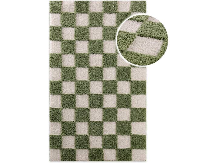 Badematte WECON HOME Bobbi , grün, H:25mm, Polyester, Badematten, Badematte, Badteppich, Schachbrett-Design, weich, rutschhemmend, waschbar
