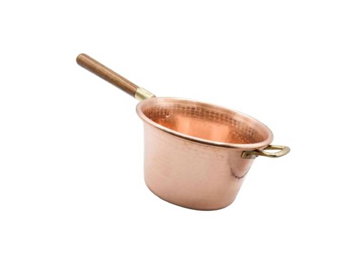 CREARTISTIC 100% Made in Italy kupfertopf - Kessel aus massivem Kupfer 30 cm - für Polenta - mit Holzgriff - Marmeladetopf - Handgehämmert – Handarbeit - Topf für Käse und Gebäck - für 9 Personen