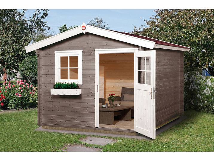 Weka Gartenhaus Premium 28 mit Fronttüre und Fenster Natur 2.5 × 2.5 m