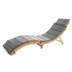 HC Garten & Freizeit 2tlg. Sonnenliege mit Wende-Polsterauflage klappbar aus Akazienholz, ca. 184 x 54 x 63 cm