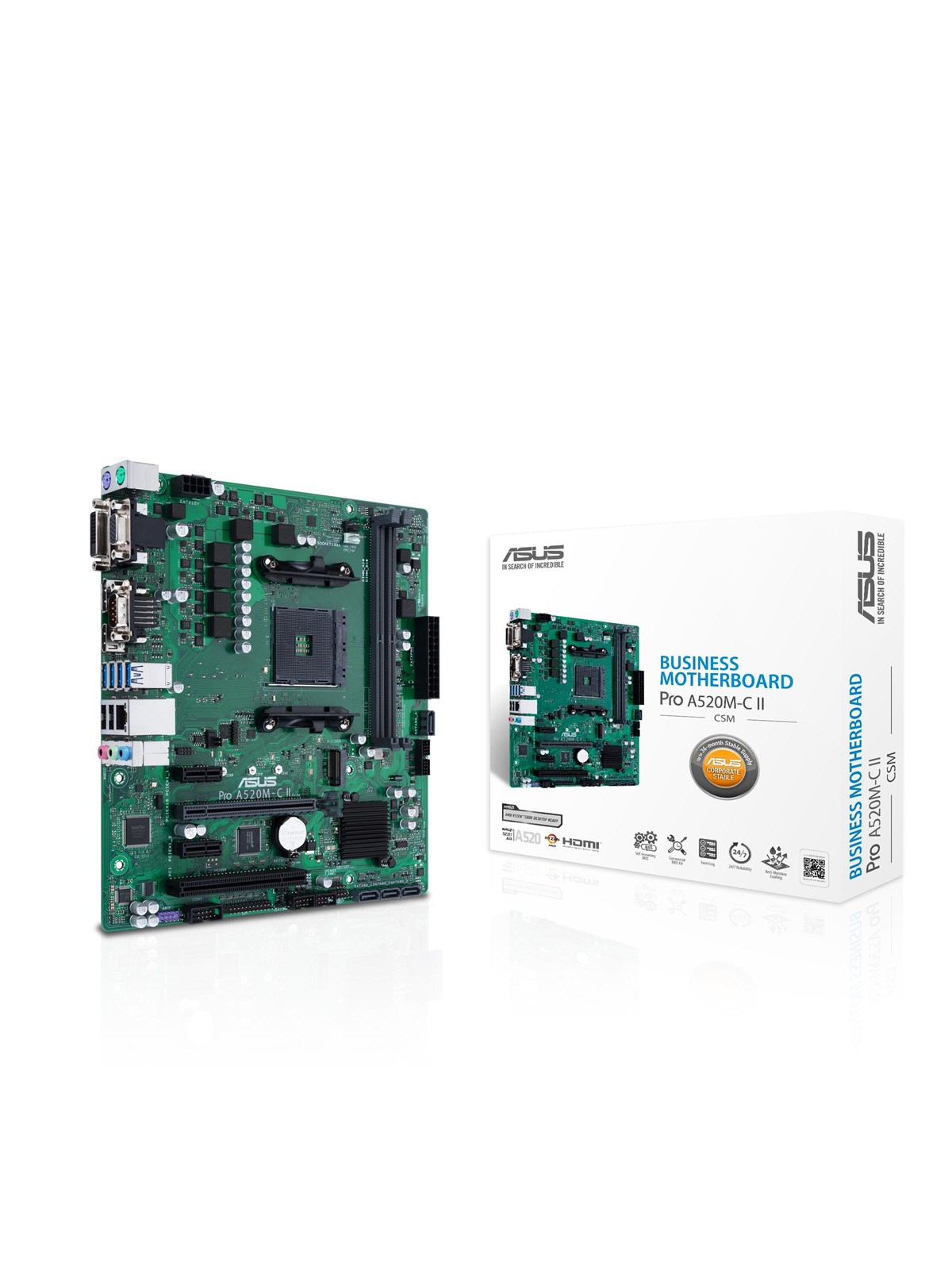 ASUS PRO A520M-C II/CSM Mainboard - AMD A520 - AMD AM4 - DDR4 RAM - Micro-ATX