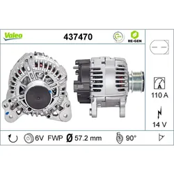 Generator VALEO 437470 für VW Skoda Audi Seat Transporter T5 Multivan Golf VI