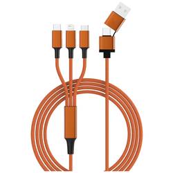 Smrter USB-Ladekabel USB 2.0 Apple Lightning Stecker, USB-A Stecker, USB-C® Stecker, USB-Micro-B Stecker 1.20 m Orange mit OTG-Funktion, Stoff-Ummantelung SMRTER_HYDRA_ULT_OR