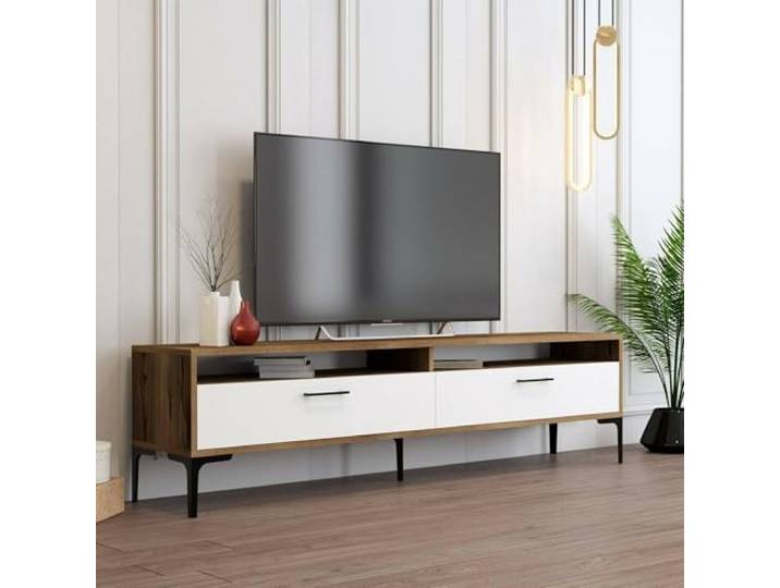 Dmora TV-Schrank Eltanin 47x35x180 cm Braun 3 Böden, 4 Fächer