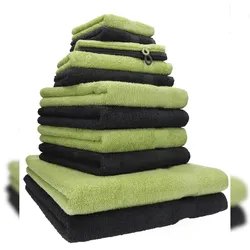 Betz Premium Handtuch-Set 12-teilig -  Farbe Graphit/avocadogrün