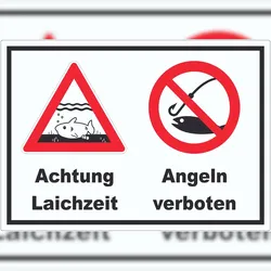 HB-Druck Achtung Laichzeit Angeln verboten Aufkleber A1 (594x841mm)