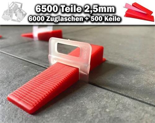 6000 Zuglaschen 2,5mm + 500 Keile - KACHEL GOTT Fliesen Nivelliersystem