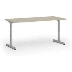 Bürotisch PRIMO BETA, 160x80 cm, graues Metallgestell, Eiche natur